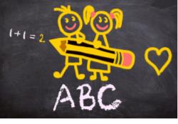ABC auf Tafel